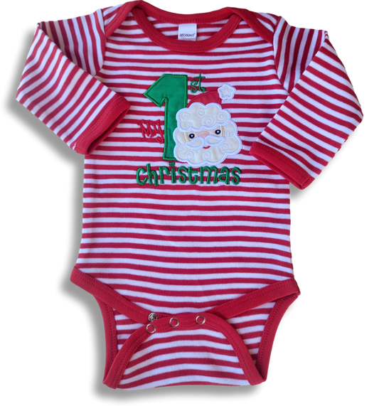 First Christmas Onesie - Red and White baby Christmas pajamas -  Santa Claus  Kids  Pajamas -  Baby First Christmas pajamas