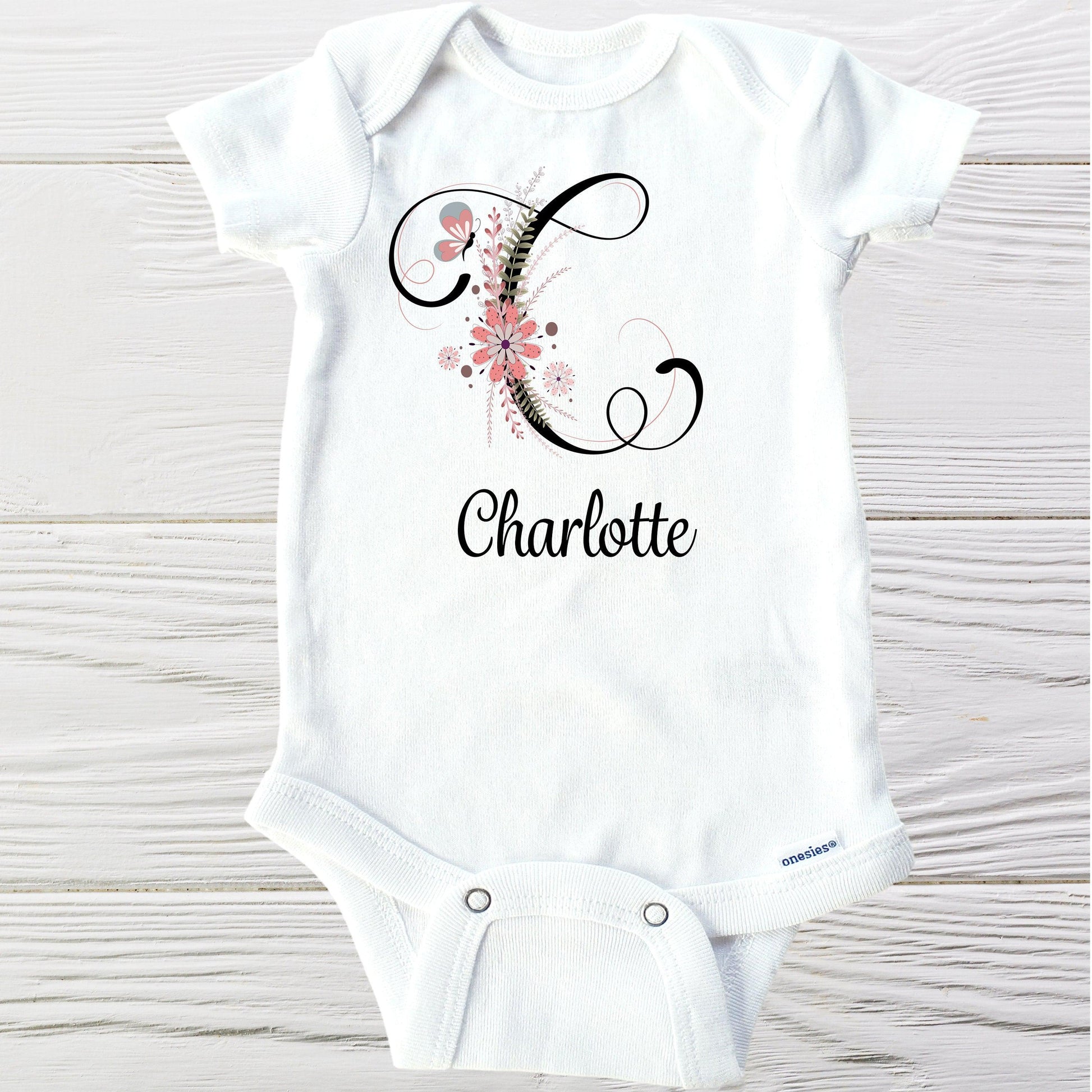 Personalized  baby onesie  | custom baby onesie|  girl floral name one