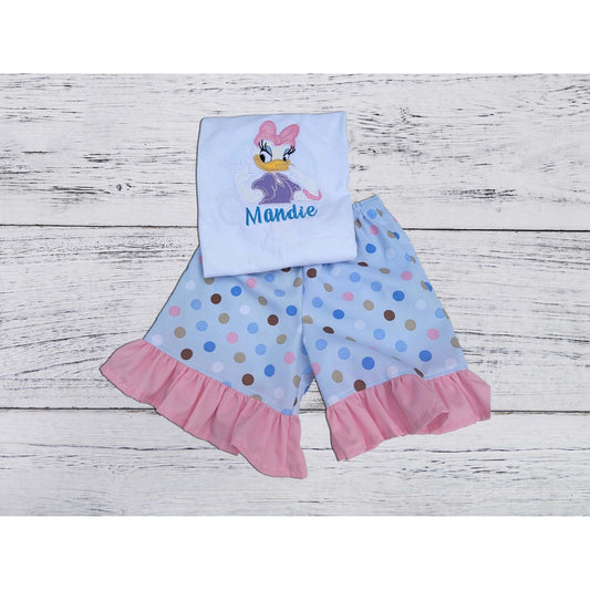 Daisy Duck Outfit,  Girl Birthday Short Outfit, Personalized Shi