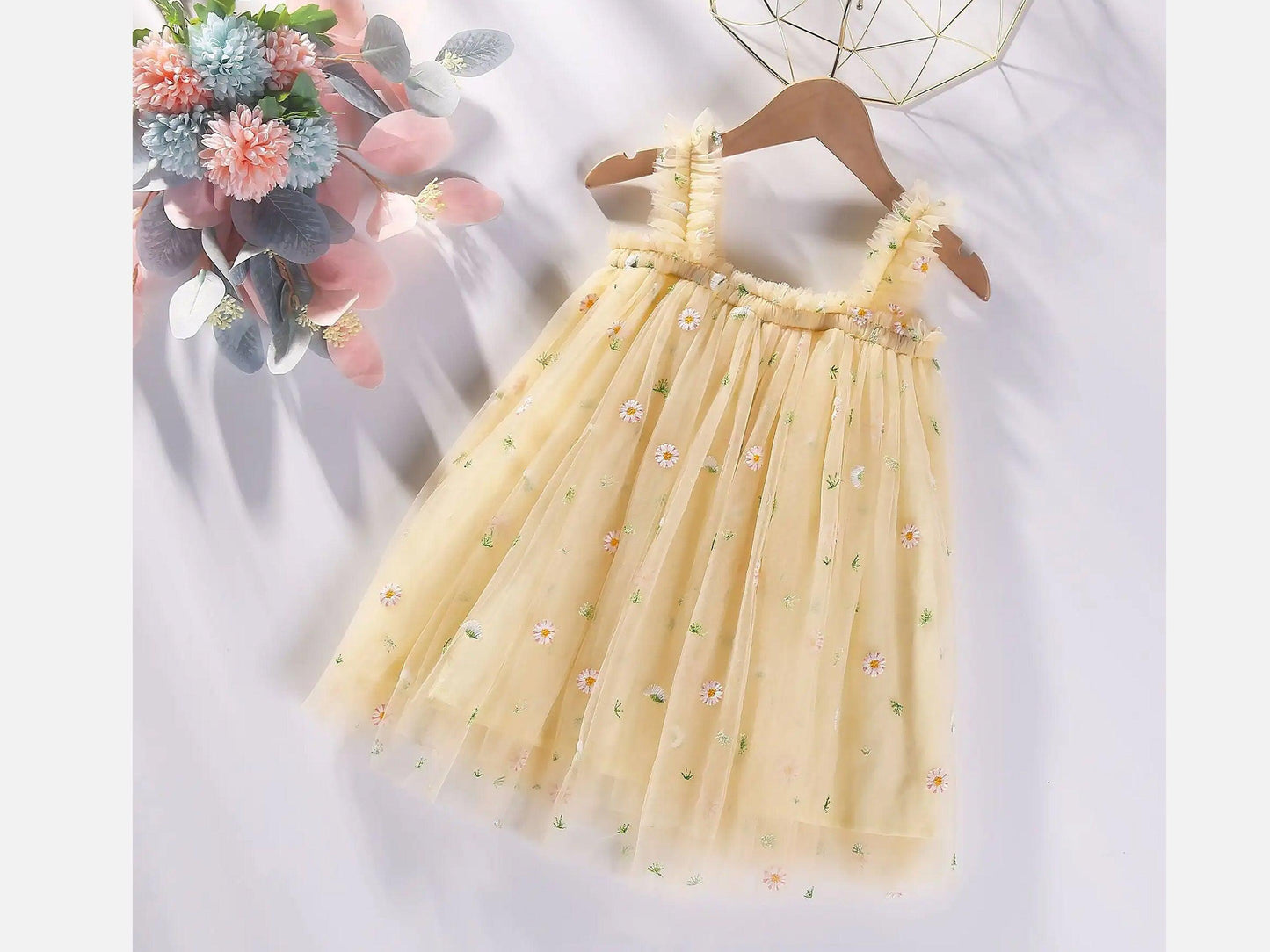Baby Tulle Dress  | Light Yellow Tulle Dress | Daisies Tutu | Princess