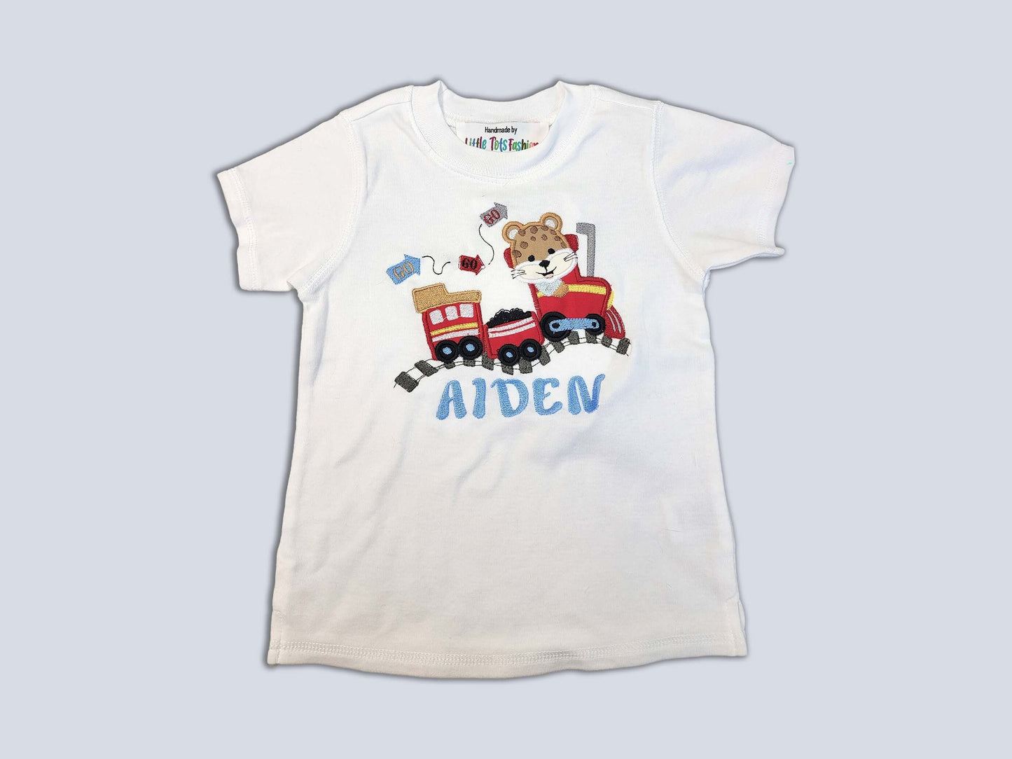 Boys Train Shirt | Boys Tee | Embroidered T-Shirt |  Personalized Train Birthday Shirt