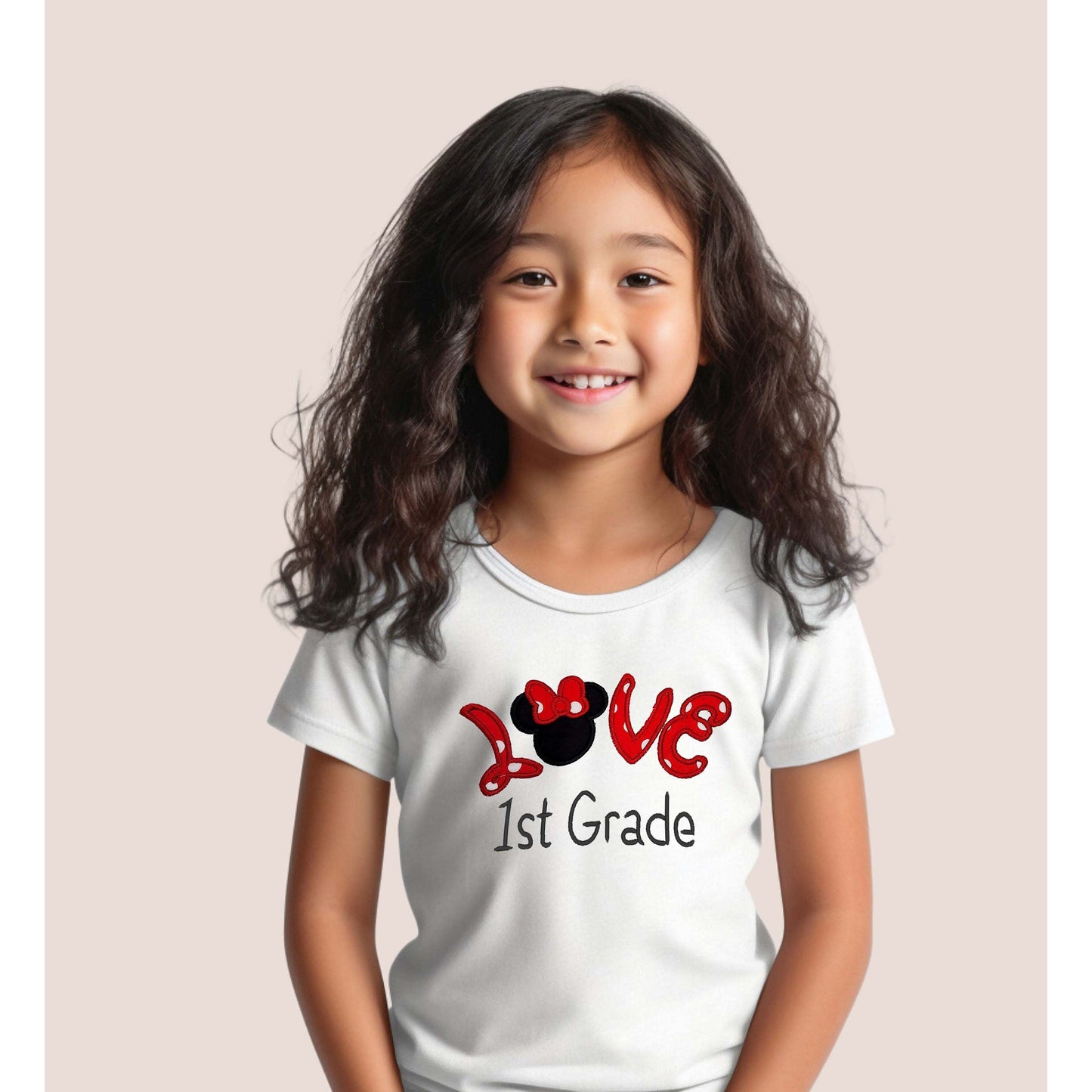 Back to School Shirt, First Grade Minnie Girls T-Shirt, Love First Grade School Shirt, Girls Minnie School  Shirt