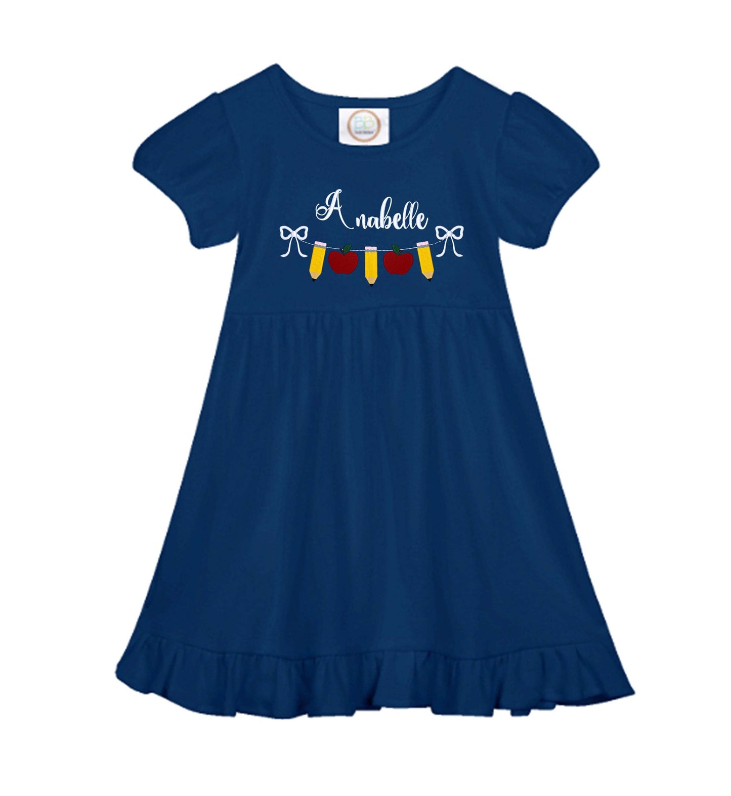 Back to School Personalized Dress, Girls Pencil School dress,  Apple school outfits, Personalized Girls back to school dress,  School Dress